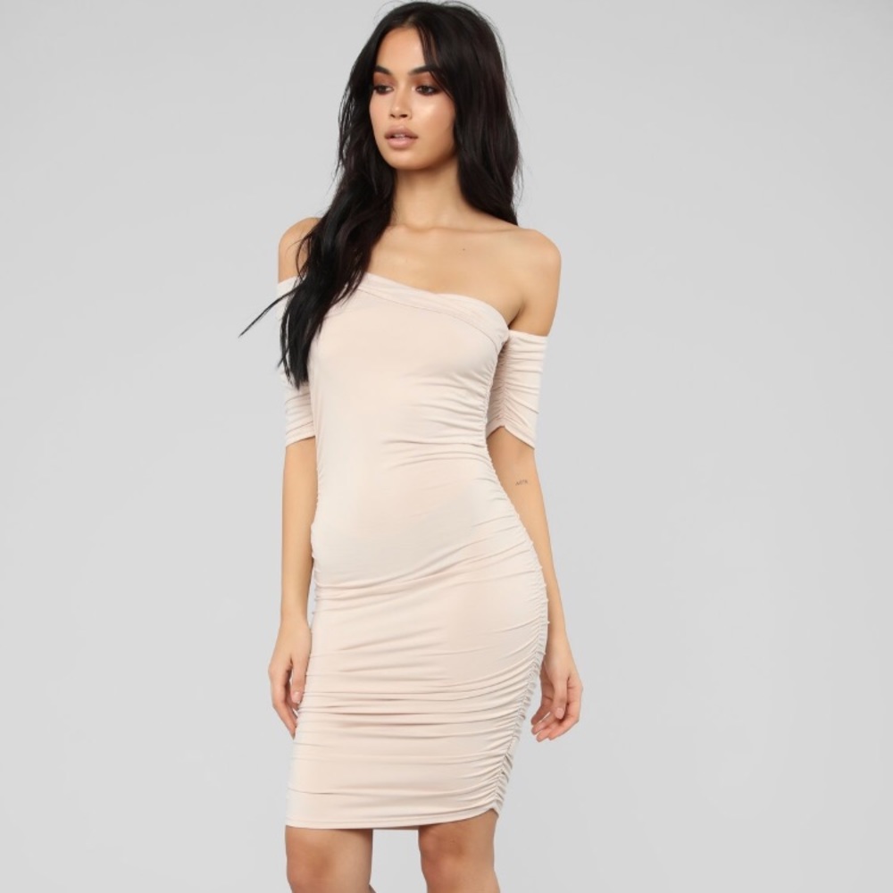 Rouched Nude Dress NEW w tags
